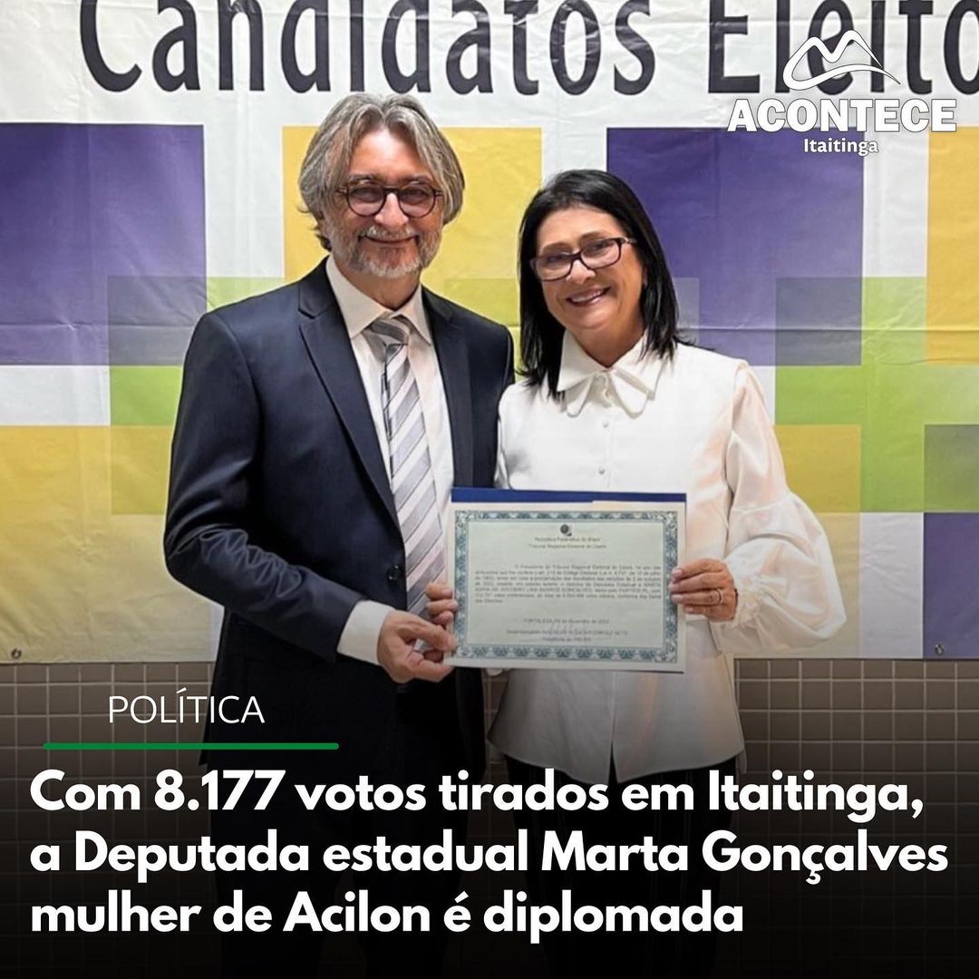 Com 8.177 votos tirados em Itaitinga, a Deputada Estadual Marta Gonçalves mulher de Acilon é diplomada.